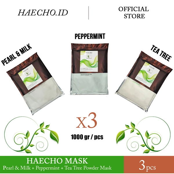 Peppermint  + Pearl & Milk + Tea Tree Powder Mask Peel Off 1 Kg - Haecho